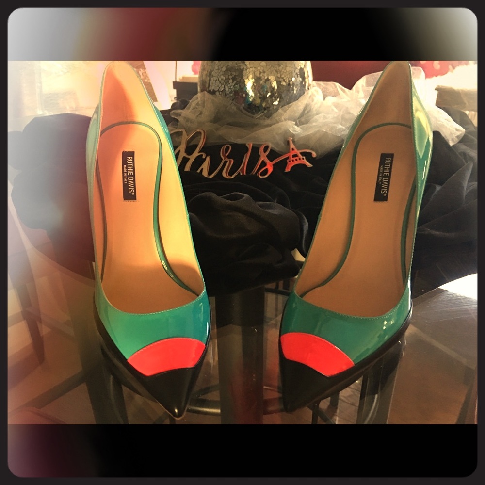 Ruthie Davis-Pointed Colorblock Heel ( Size 10)